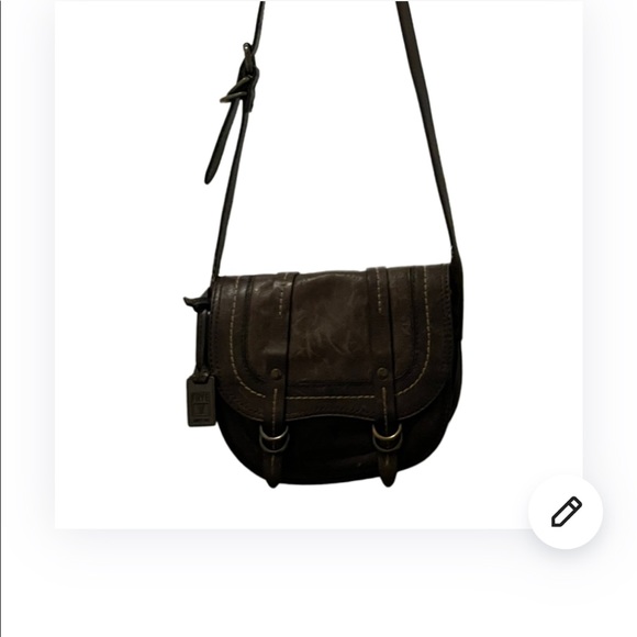 FRYE ANNA SADDLE HANDBAG DB222 CHARCOAL ITALIAN LEATHER $498 - Picture 3 of 16